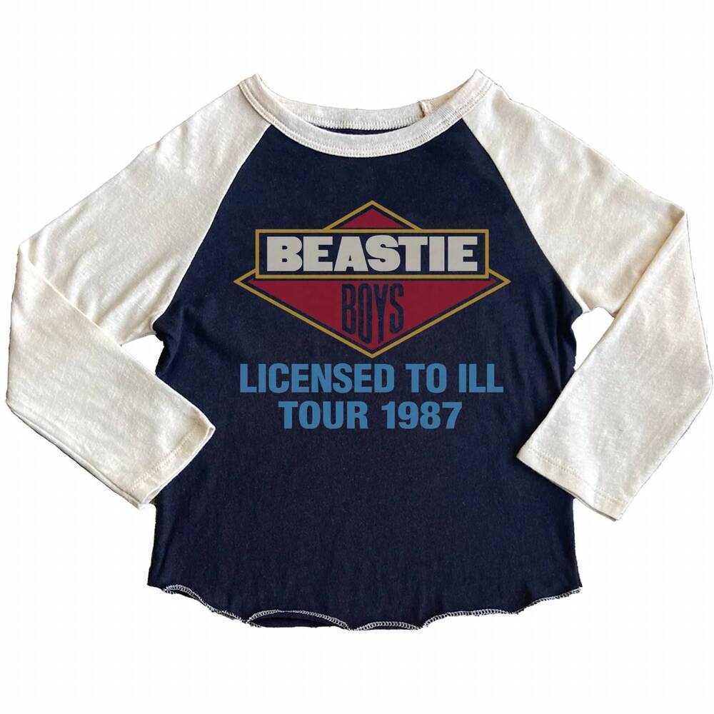NEW ROWDY SPROUT kid's beastie boys license to ill long sleeve raglan tee in blu